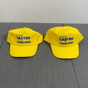 Lot of 2 Steve Carter A Proven Winner Baseball Hats Unisex Yellow Blue Hitwear